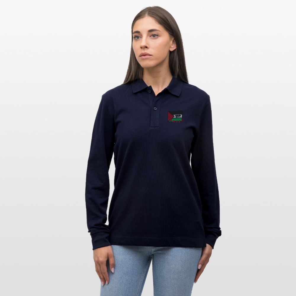 Polo à manches longues bio - Amour - bleu marine