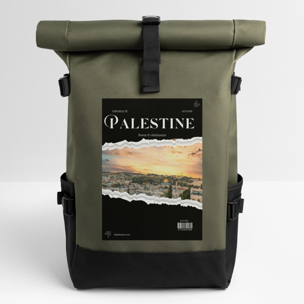 Sac à dos roll top - Magazine - olive/noir