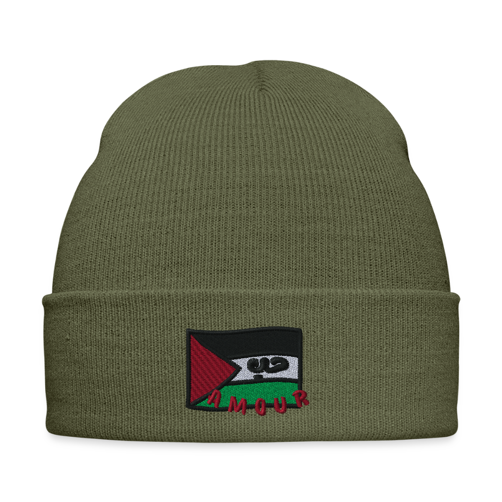Bonnet - Amour (brodée) - vert olive