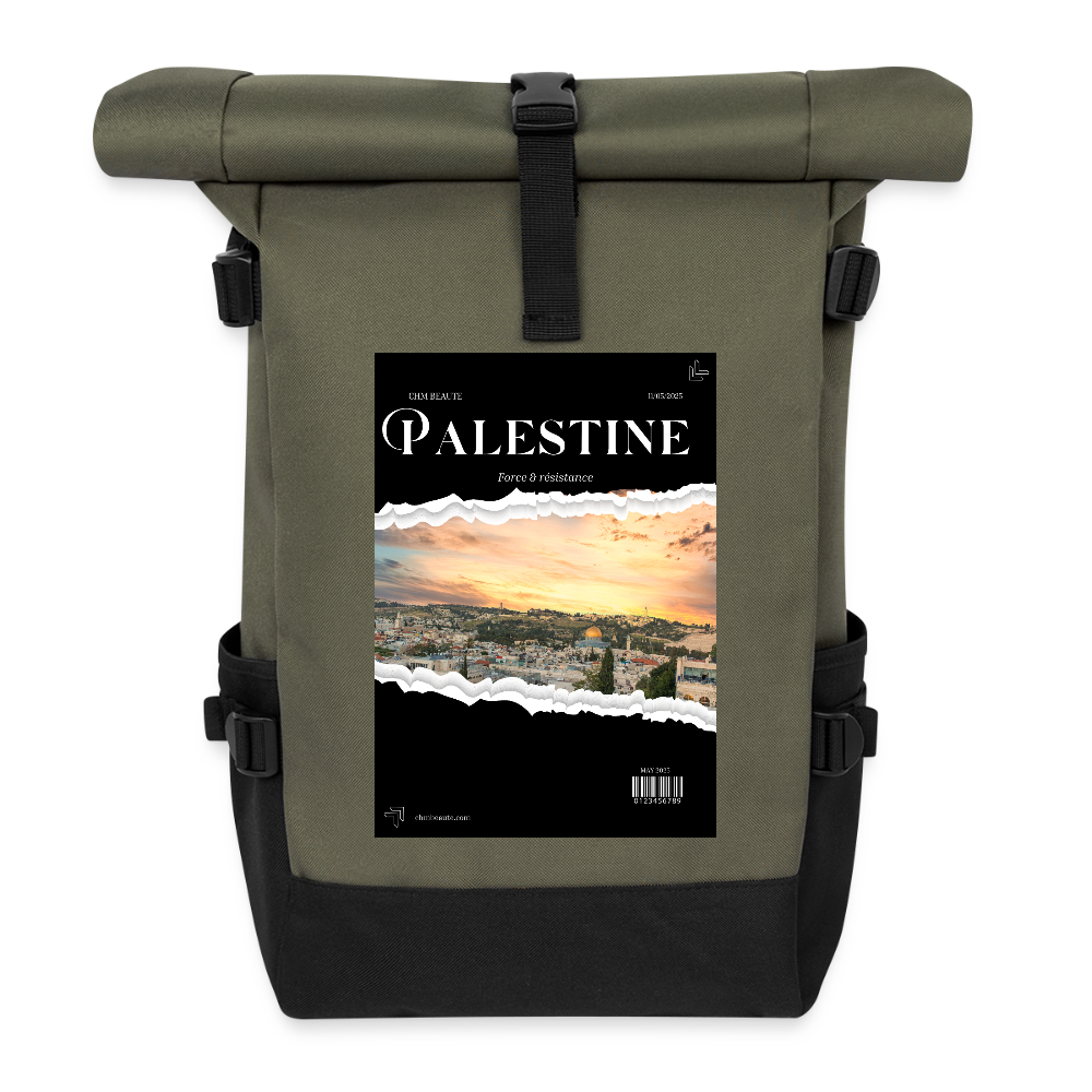 Sac à dos roll top - Magazine - olive/noir