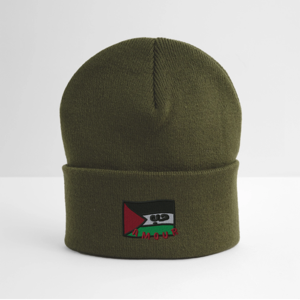 Bonnet - Amour (brodée) - vert olive