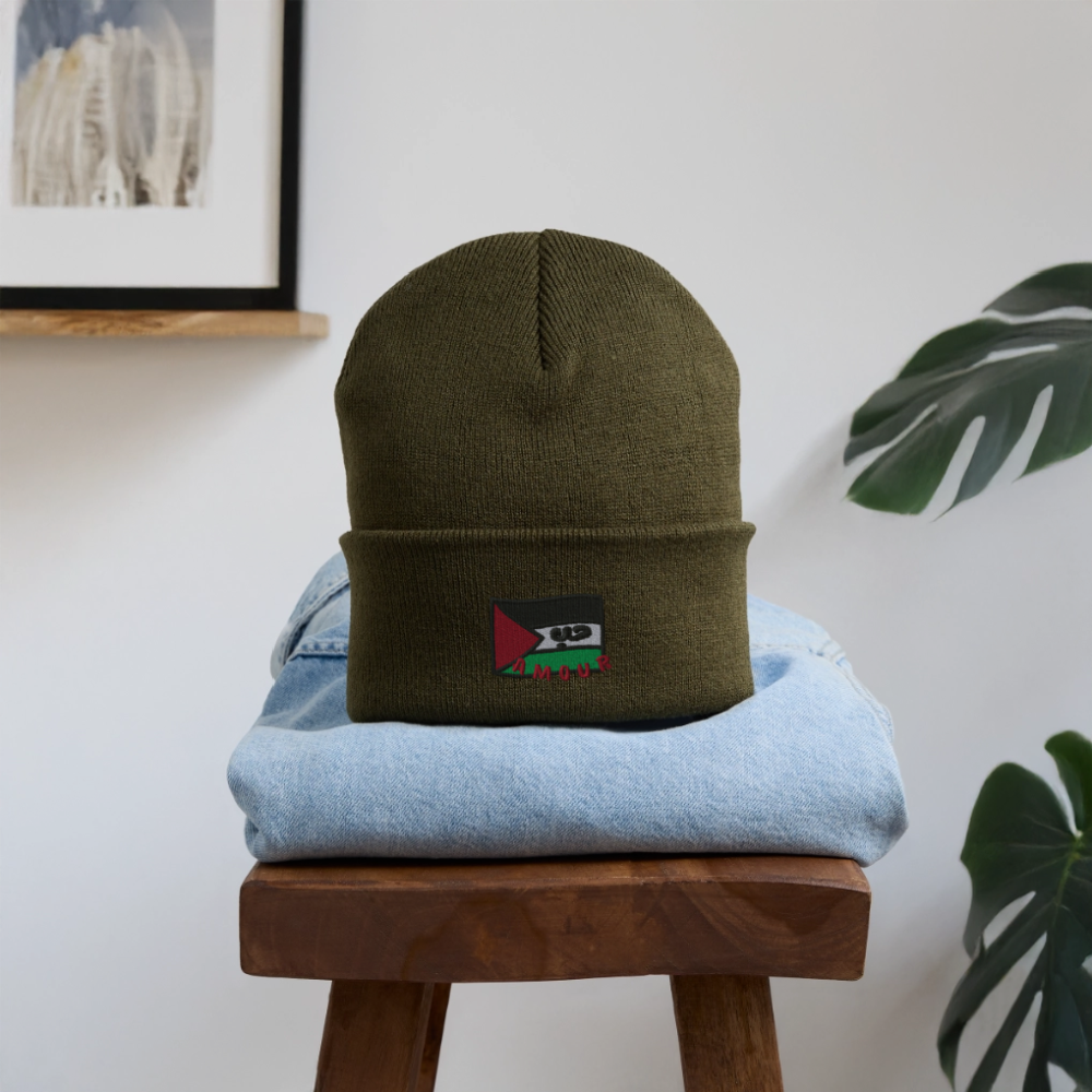 Bonnet - Amour (brodée) - vert olive