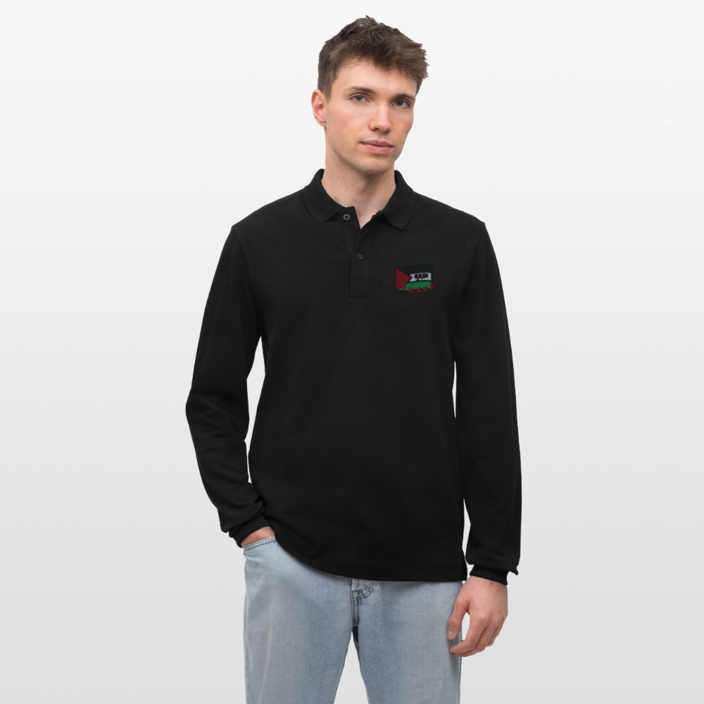 Polo à manches longues bio - Amour - noir