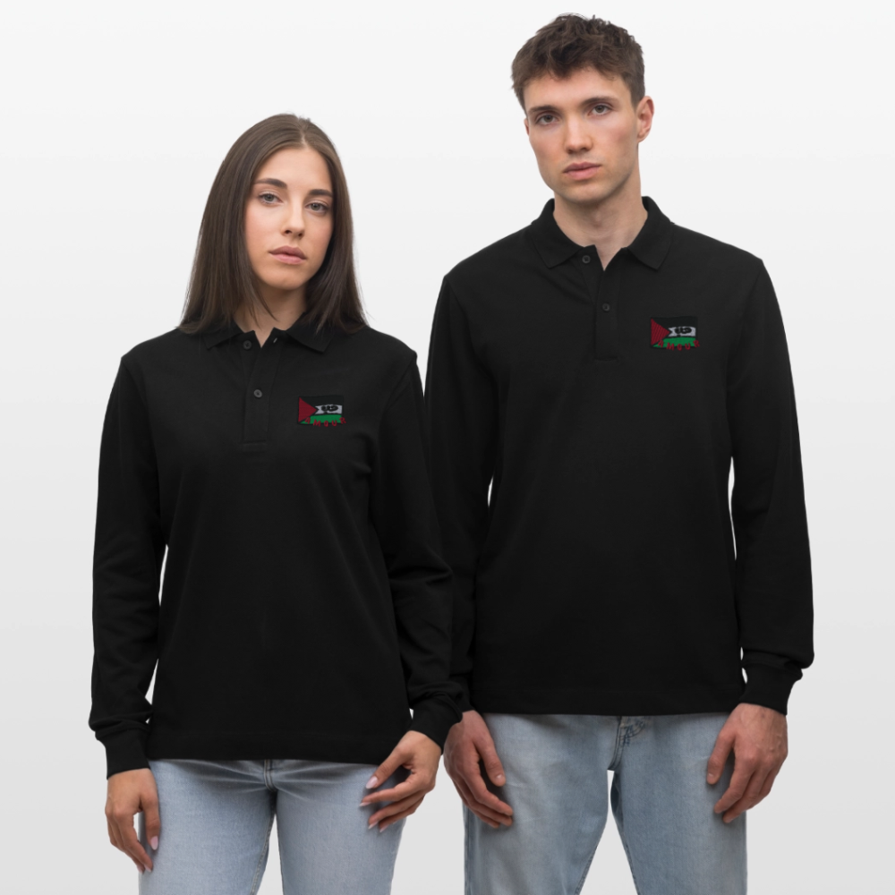 Polo à manches longues bio - Amour - noir
