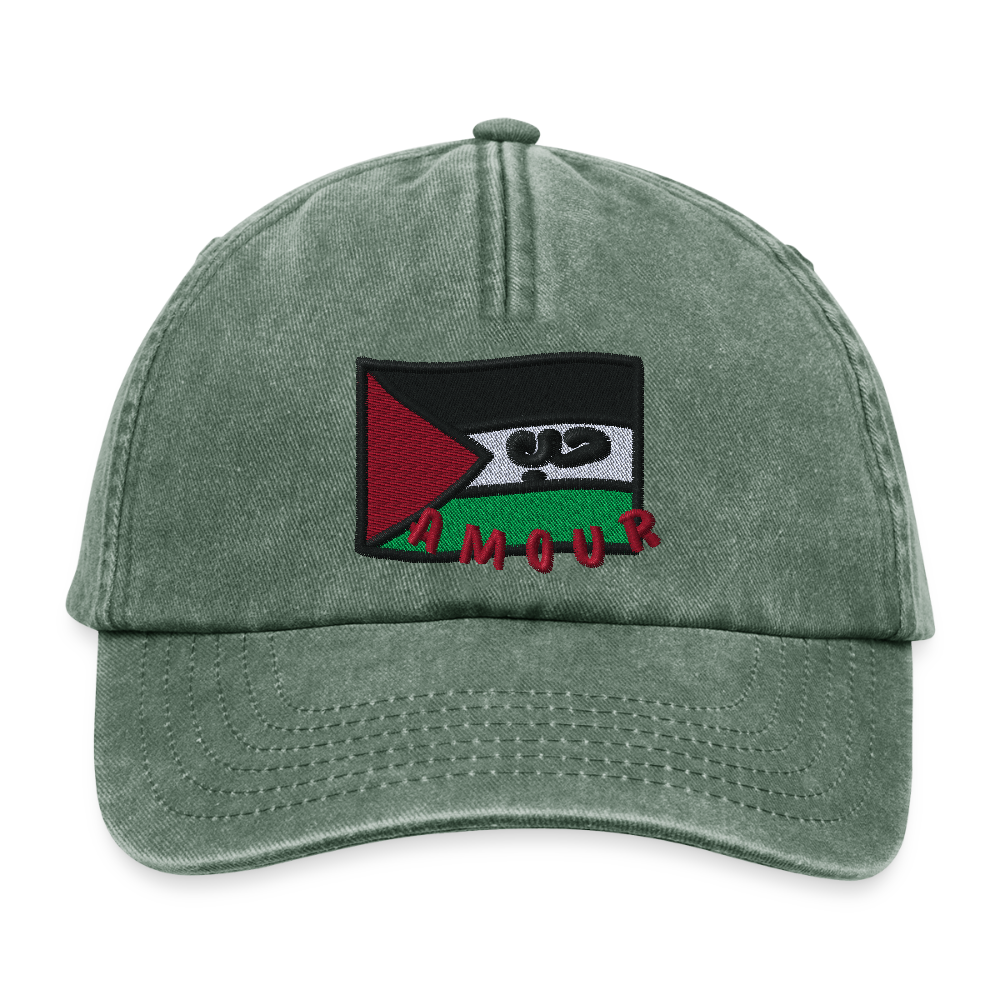 Casquette - Amour (brodée) - vert bouteille vintage 