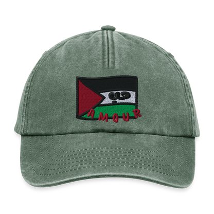 Casquette - Amour (brodée) - vert bouteille vintage 
