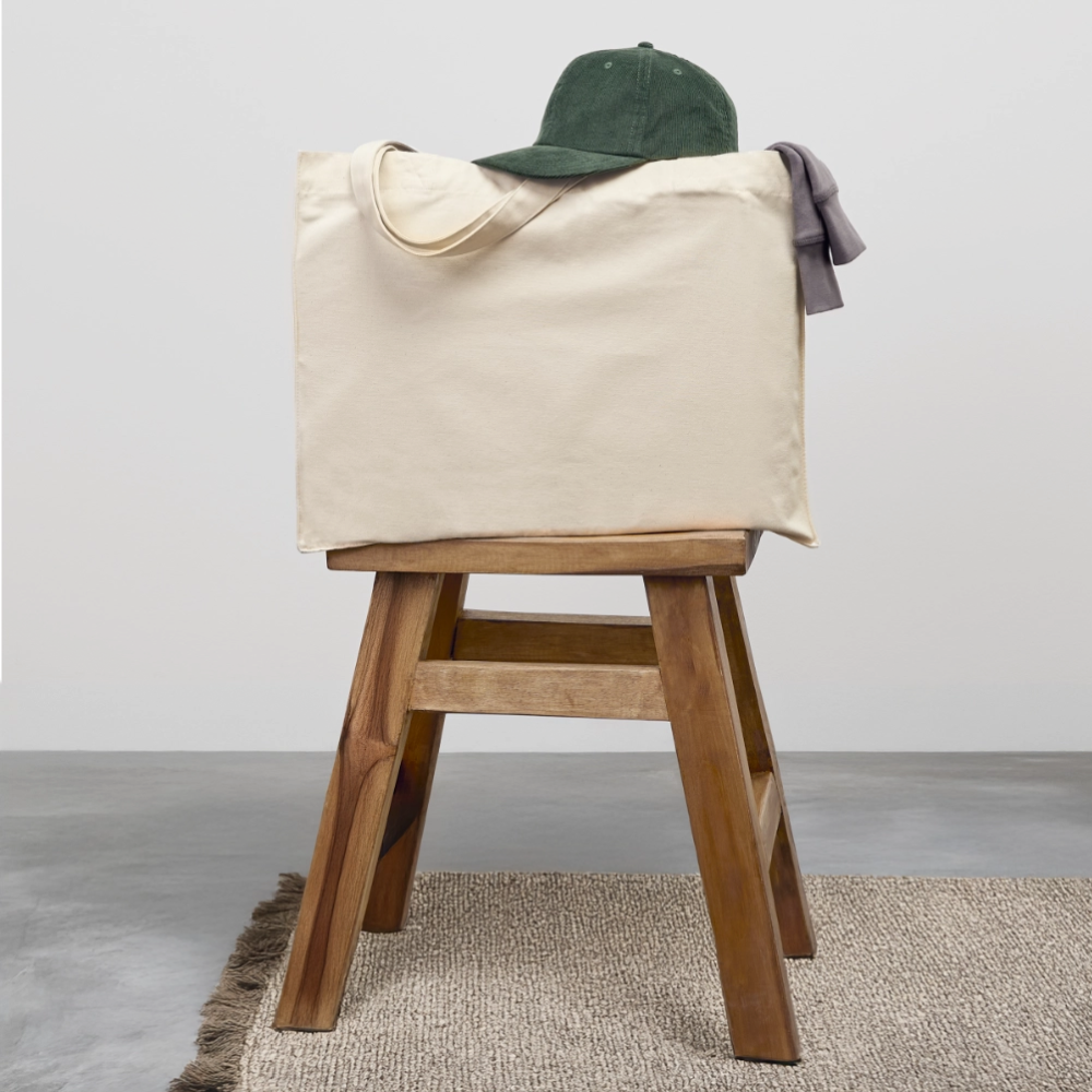 Cabas recyclé - Timbre - blanc naturel