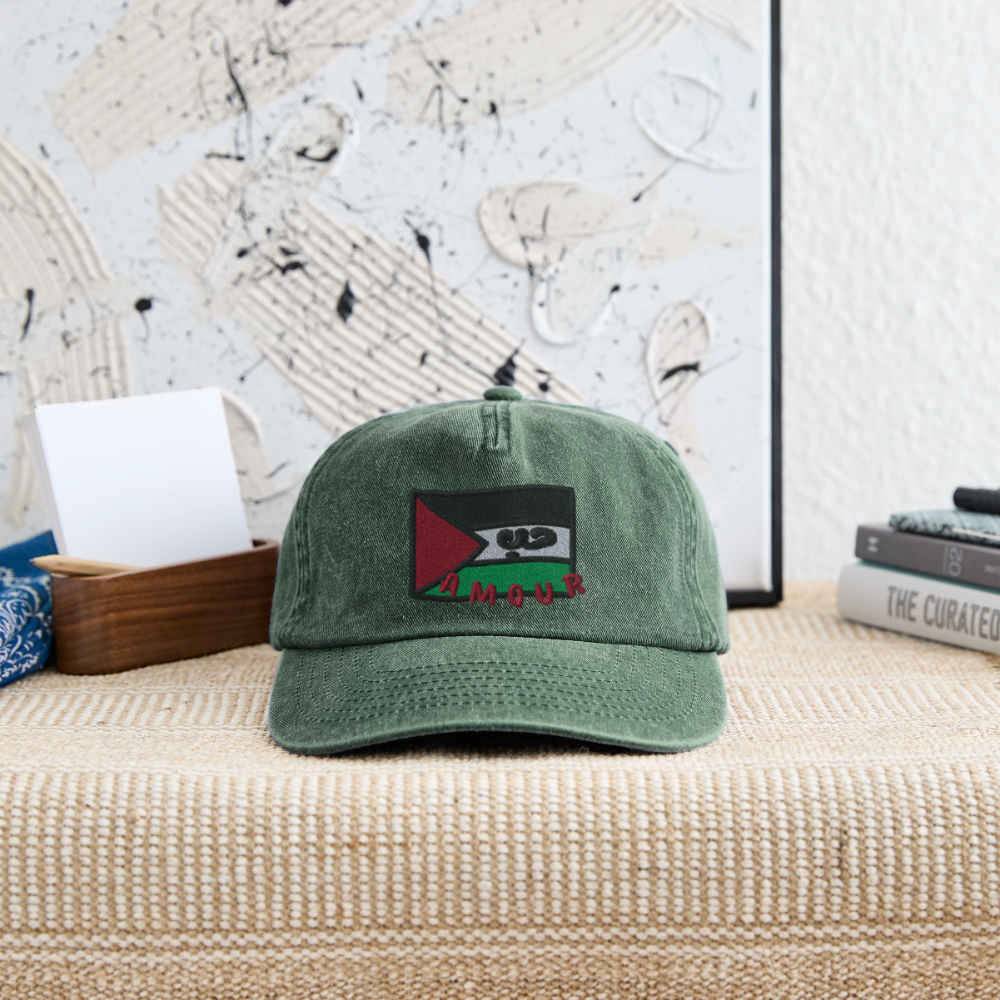 Casquette - Amour (brodée) - vert bouteille vintage 